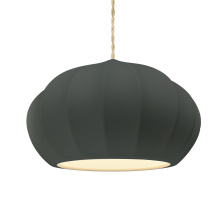 Justice Design Group CER-6605-PWGN-NCKL-BEIG-TWST - Oval Fluted 1-Light Pendant