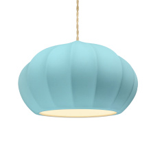 Justice Design Group CER-6605-RFPL-MBLK-BEIG-TWST - Oval Fluted 1-Light Pendant