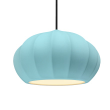 Justice Design Group CER-6605-RFPL-MBLK-BKCD - Oval Fluted 1-Light Pendant