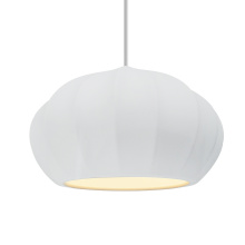Justice Design Group CER-6605-WHT-ABRS-WTCD - Oval Fluted 1-Light Pendant