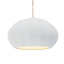 Justice Design Group CER-6605-WHT-NCKL-BEIG-TWST - Oval Fluted 1-Light Pendant