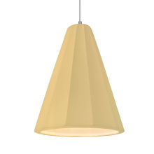 Justice Design Group CER-6607-MYLW-NCKL-WTCD - Tall Fluted 1-Light Pendant