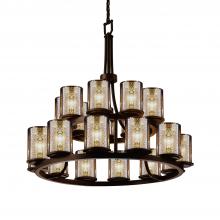 Justice Design Group FSN-8767-10-MROR-DBRZ - Dakota 21-Light 2-Tier Ring Chandelier