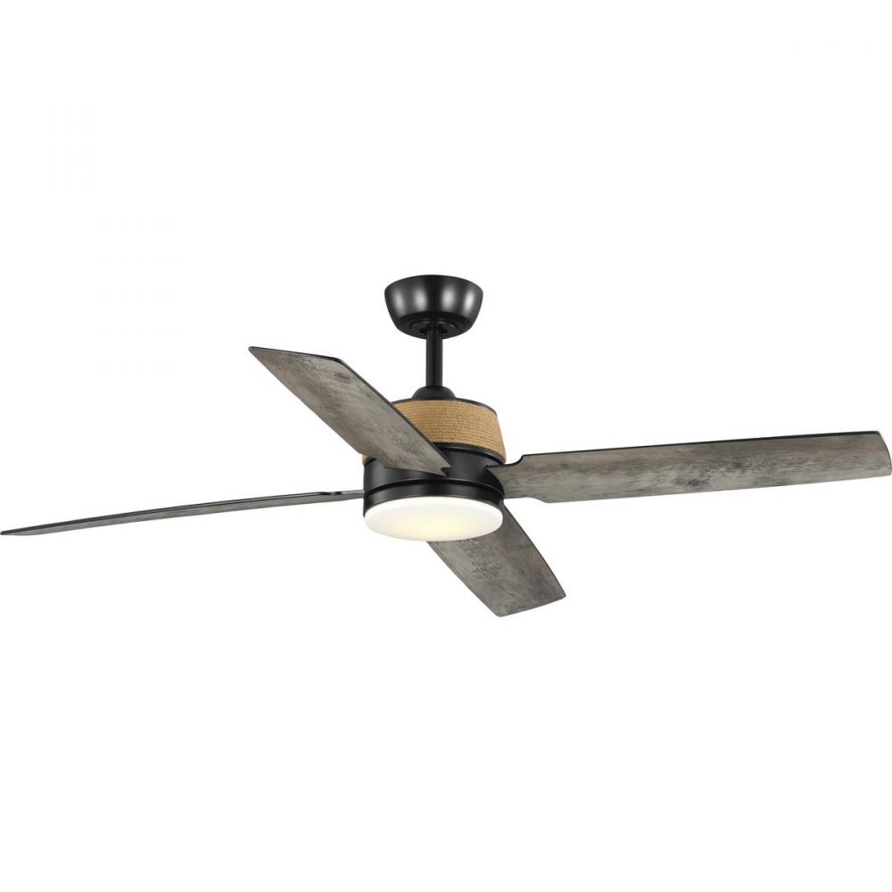 Schaffer II Collection 56 in. Four-Blade Modern Organic Ceiling Fan with Integrated LED Light