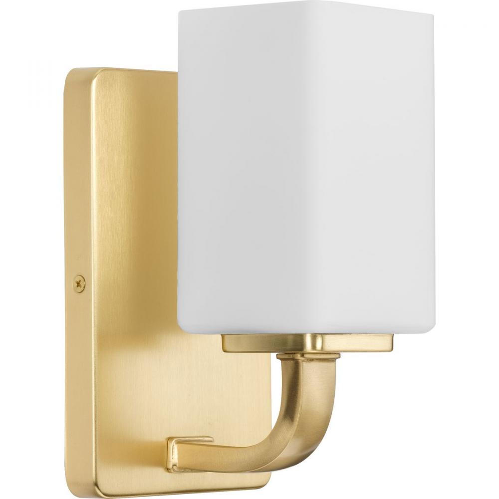 Cowan Collection One-Light Modern Satin Brass Etched Opal Glass Bath Vanity Light