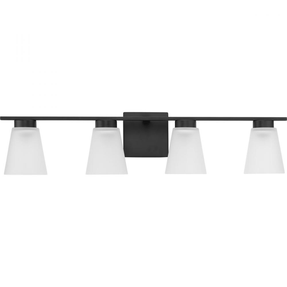 Tanner Collection Four-Light Matte Black Transitional Vanity Light