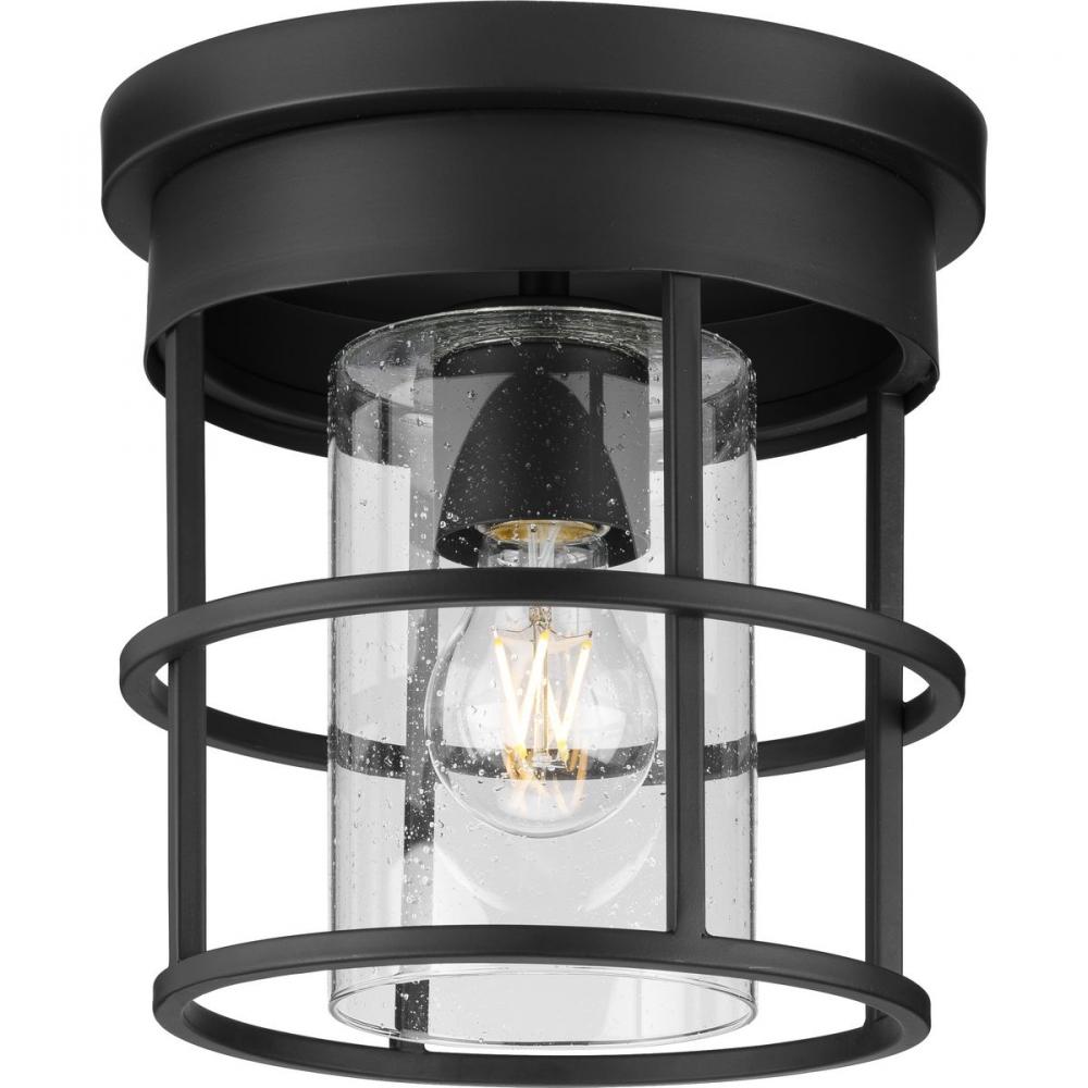 Burgess Collection One-Light Matte Black Modern Farmhouse Flush Mount