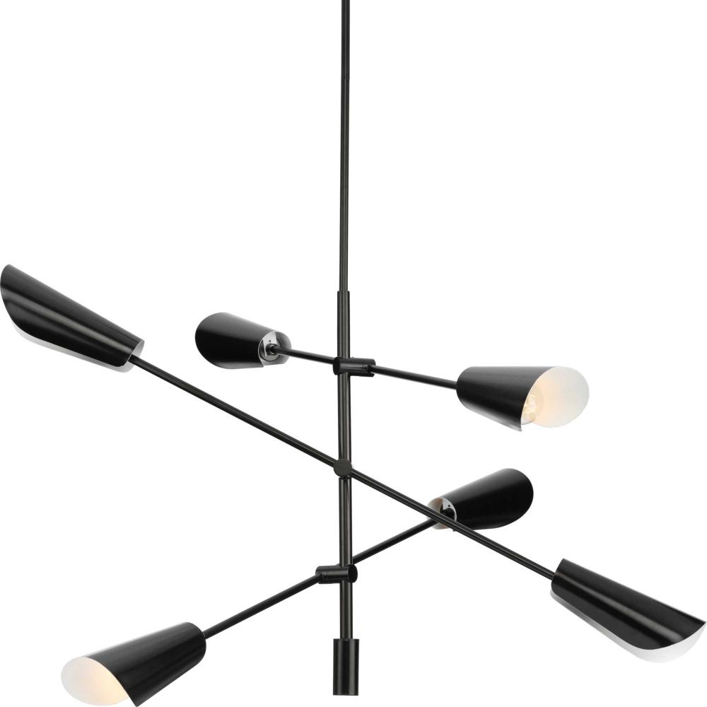 Cornett Collection Six-Light Matte Black Contemporary Chandelier