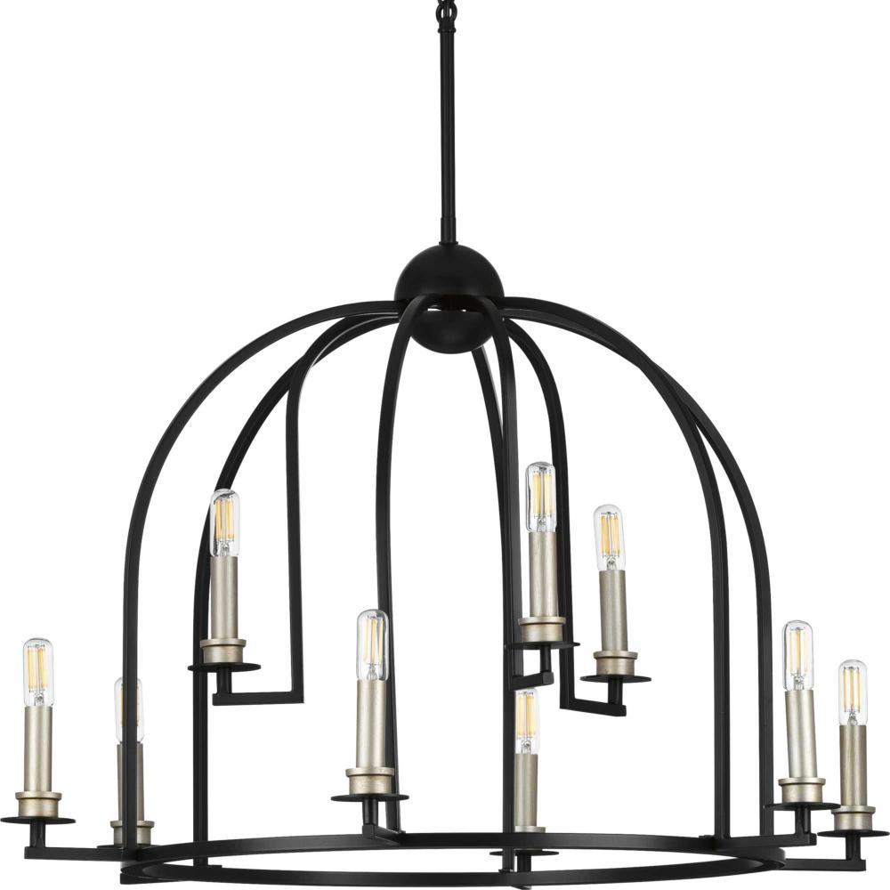 Seneca Collection Nine-Light Matte Black Farmhouse Chandelier Light