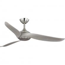 Progress P250105-009-30 - Conte Collection 52-in Three-Blade Brushed Nickel Contemporary Ceiling Fan with Grey Weathered Wood