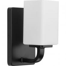 Progress P300368-31M - Cowan Collection One-Light Modern Matte Black Etched Opal Glass Bath Vanity Light