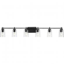 Progress P300372-031 - Adley Collection Six-Light New Traditional Matte Black Clear Glass Bath Vanity Light