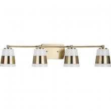 Progress P300445-163 - Haven Collection Four-Light Vintage Brass Opal Glass Luxe Industrial Bath Light