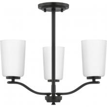 Progress P400349-31M - Adley Collection Three-Light Matte Black Etched White Glass New Traditional Semi-Flush Convertible L