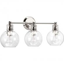 Progress P300051-104 - Hansford Collection Three-Light Polished Nickel Clear Glass Coastal Bath Vanity Light