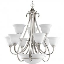 Progress P4418-09 - Torino Collection Nine-Light Brushed Nickel Etched Glass Transitional Chandelier Light