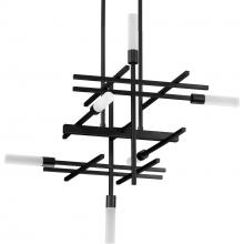 Progress P400264-031-30 - Quadrant LED Collection Six-Light Matte Black Modern Style Chandelier Light