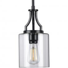 Progress P500208-031 - Lassiter Collection One-Light Matte Black Clear Glass Modern Pendant Light