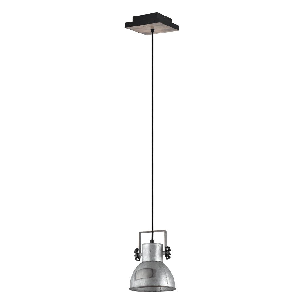 Barnstaple -Single Light Pendant Distressed Zinc & Black Finish