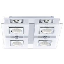 Eglo 92876A - 4x35W Square Ceiling  Light w/ Chrome Finish &  Satin & Clear Glass