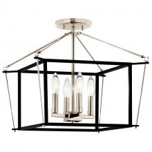 Kichler 52633PN - Eisley 14 Inch 4 Light Semi Flush Mount in Polished Nickel and Black