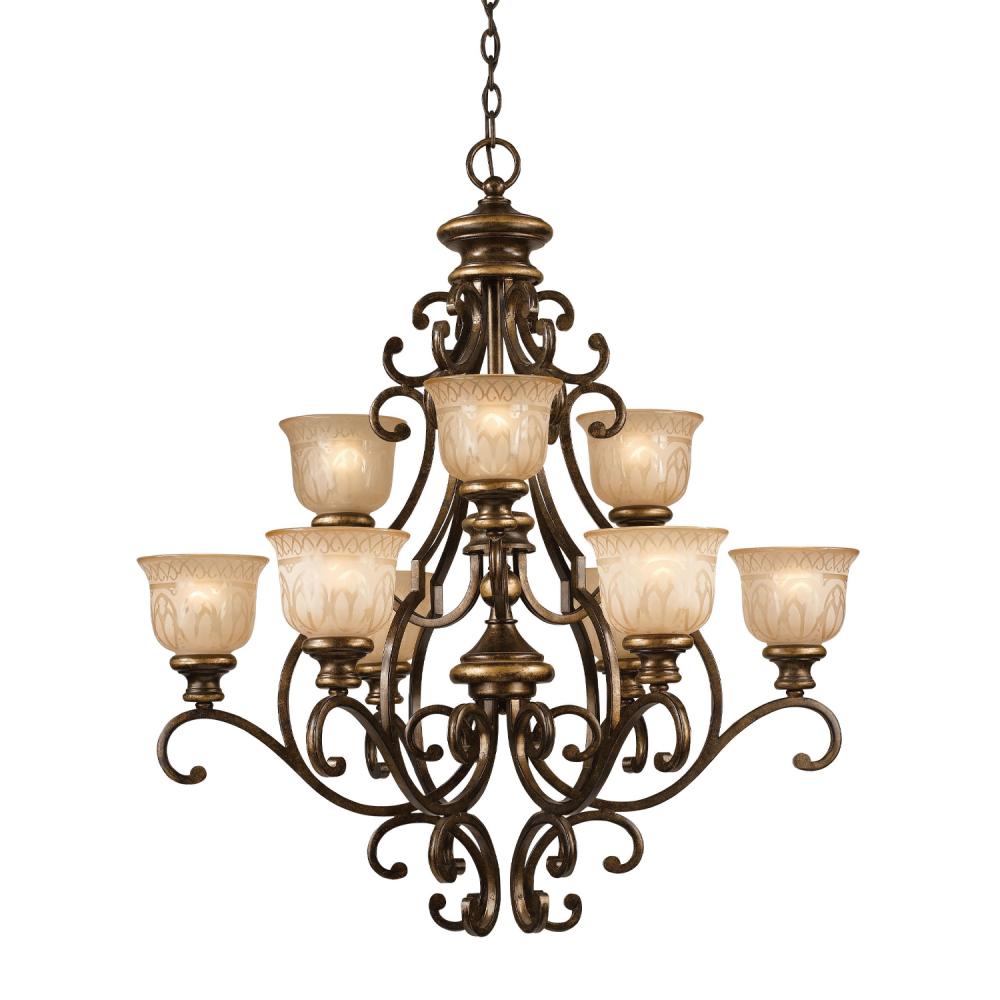 Norwalk 9 Light Bronze Umber Chandelier