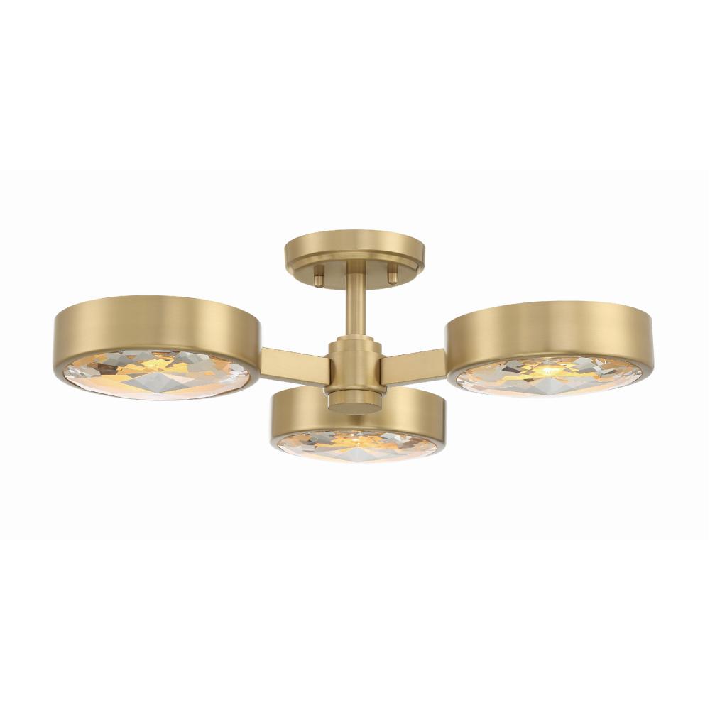 Orson 3 Light Modern Gold Semi Flush Mount