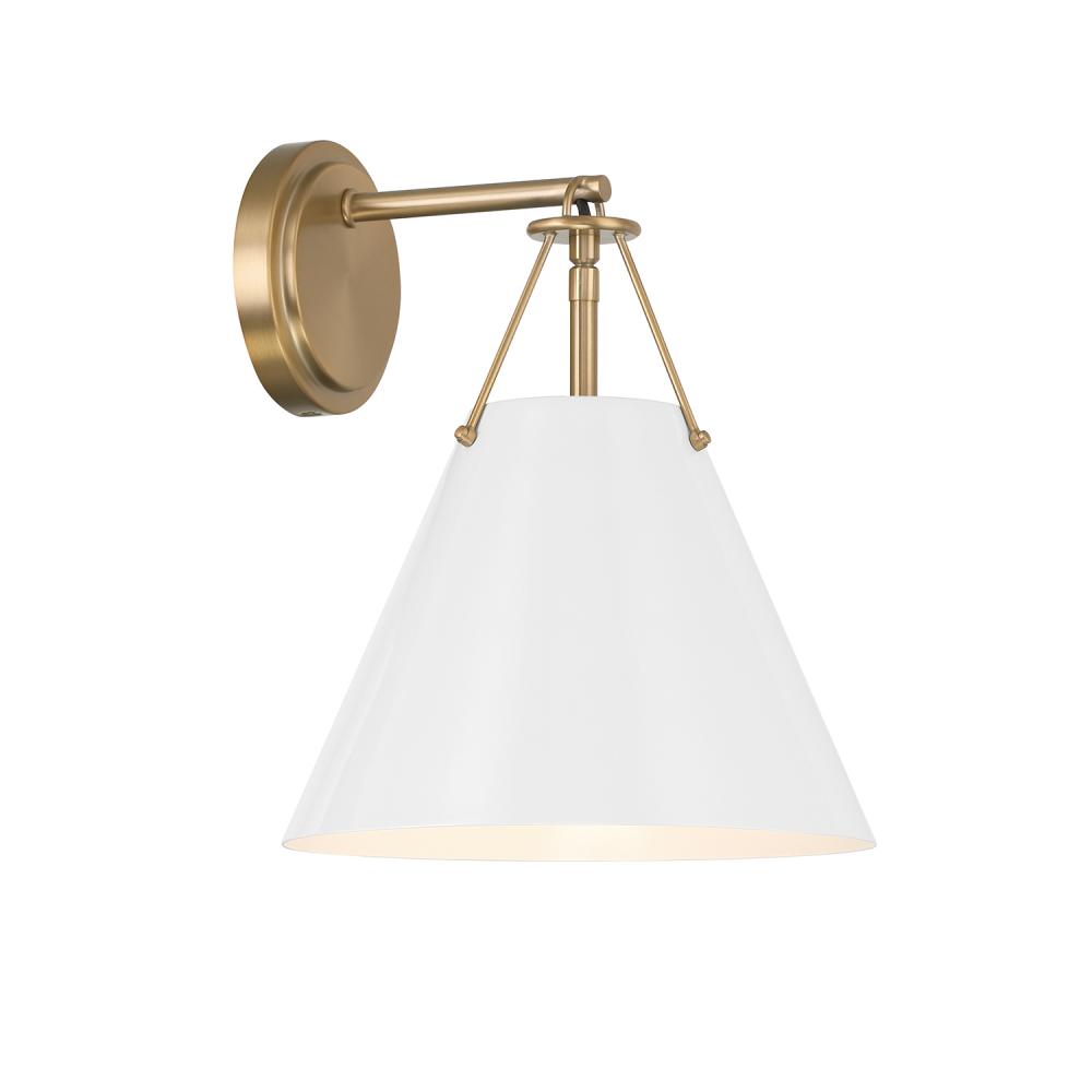 Xavier 1 Light Vibrant Gold + White Sconce