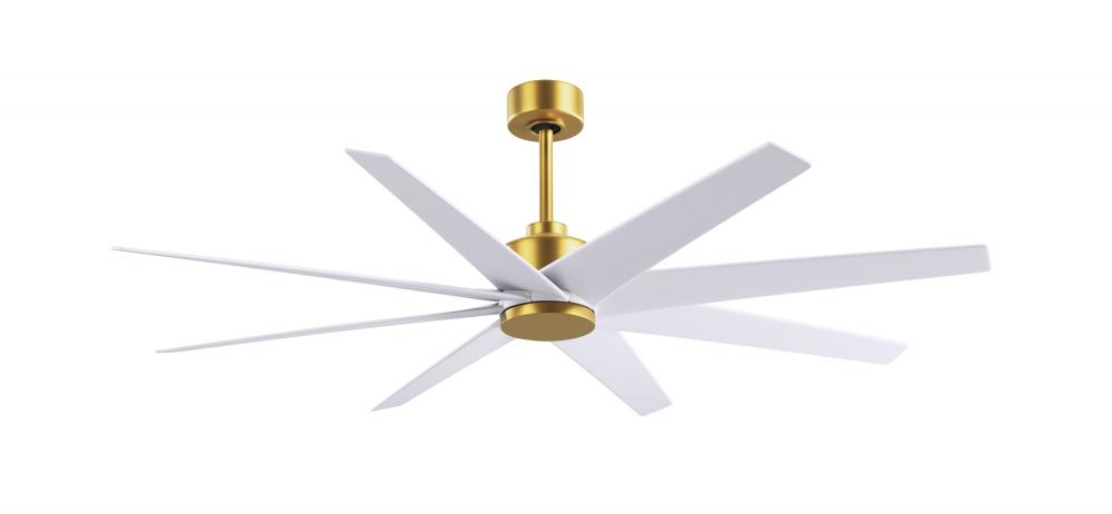 Ariella 8-blade ceiling fan in Brushed Brass and Matte White blades