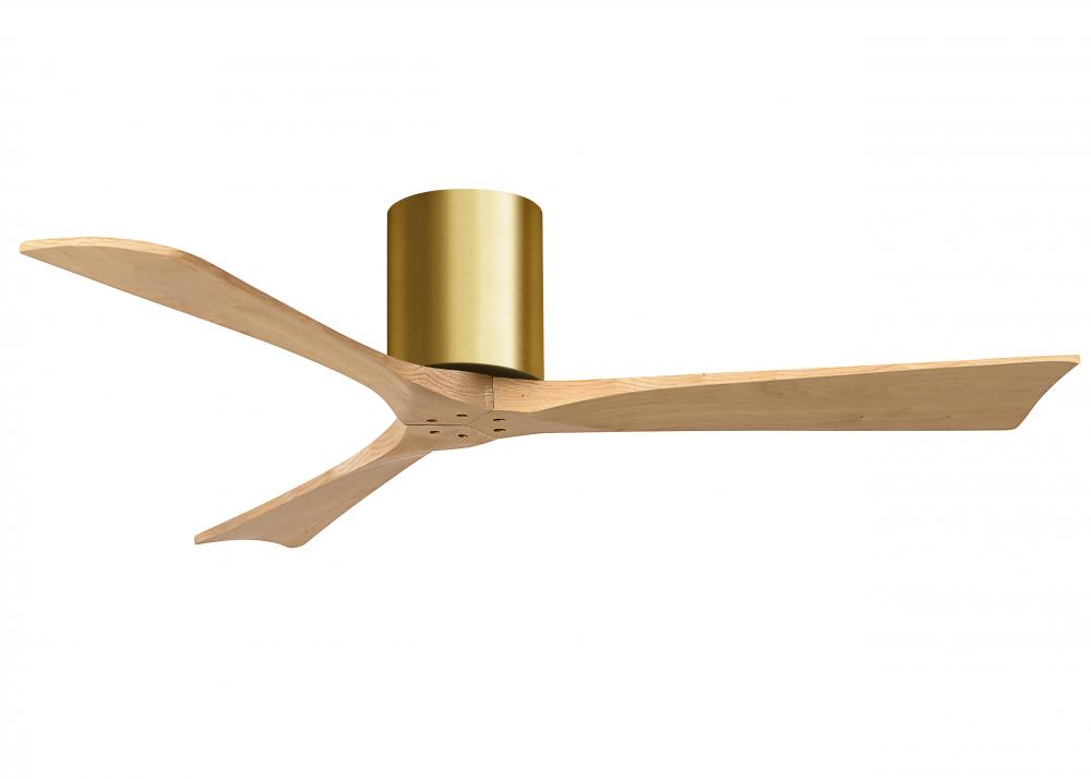 Irene-3H three-blade flush mount paddle fan in Brushed Brass finish with 52” Matte White tone bl