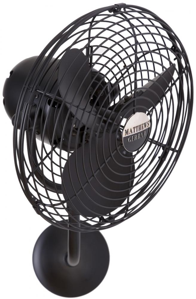 Michelle Parede vintage style wall fan in matte black finish.