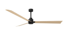 Matthews Fan Company AK-BK-LM-72 - Alessandra - 72" Three Blade Transitional Ceiling Fan - Matte Black Finish - Light Maple Blades