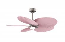 Matthews Fan Company AKTPLK-BN-PI - Alessandra Tropical 5-blade ceiling fan in Brushed Nickel and Light Pink blades.