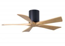 Matthews Fan Company IR5H-BK-LM-42 - Irene-5H - 42" Five Blade Flush Mount Paddle Fan - Matte Black Finish - Light Maple Tone Blades