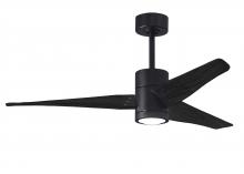 Matthews Fan Company SJ-BK-BK-52 - Super Janet three-blade ceiling fan in Matte Black finish with 52” solid matte blade wood blades