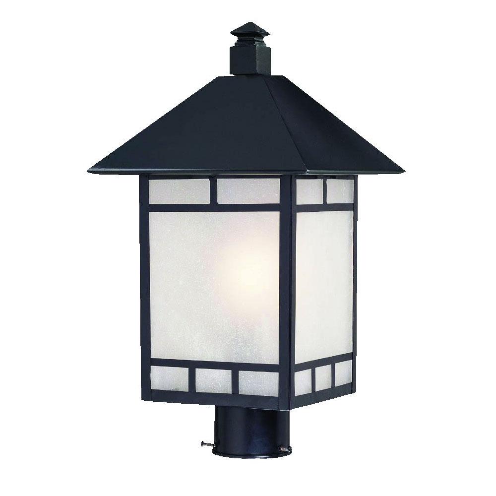 Artisan Collection Post-Mount 1-Light Outdoor Matte Black Light Fixture