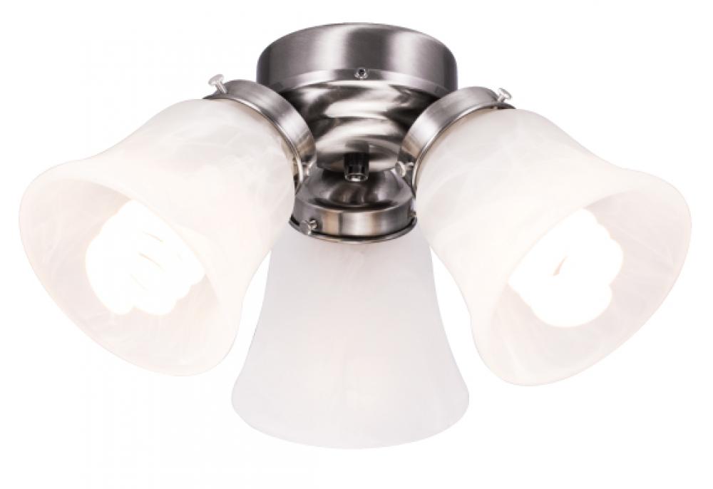 3-Light Nickel White Glass LED