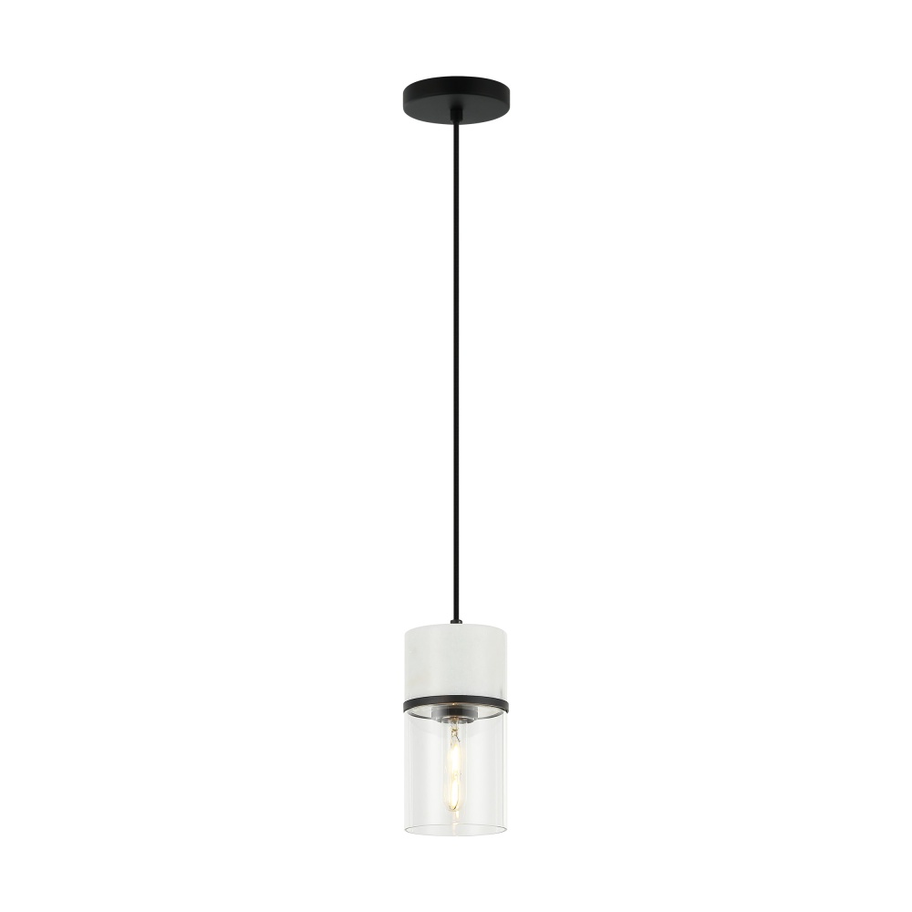 Marmor Matte Black + White Marble Pendant
