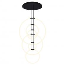 CWI Lighting 1273P35-6-101-R - Hoops Integrated LED 35in 6 Ring Black Chandelier