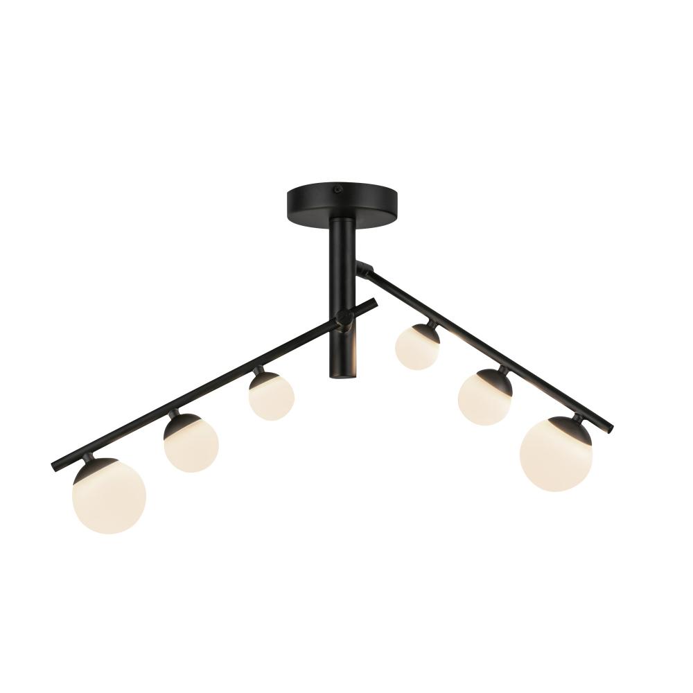 Juniper 2 Head Black/Opal Glass LED Semi-Flush