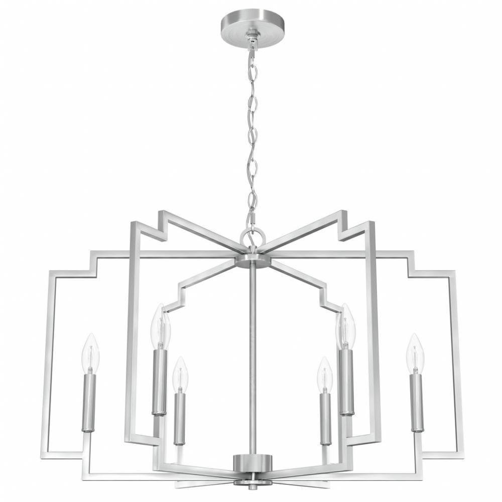 Hunter Zoanne Brushed Nickel 6 Light Chandelier Ceiling Light Fixture