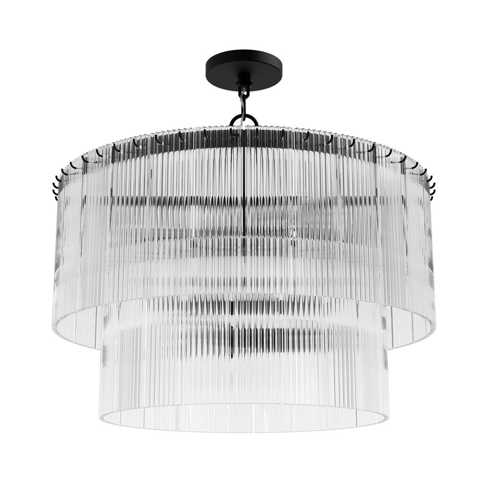 Hunter Ontario Matte Black with Clear Glass 6 Light Pendant Ceiling Light Fixture