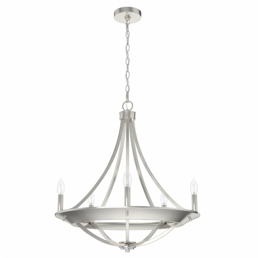 Hunter Perch Point Brushed Nickel 5 Light Small Chandelier Ceiling Light Fixture