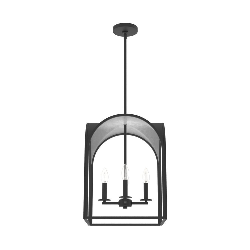 Hunter Dukestown Natural Black Iron and Silver Leaf 4 Light Pendant Ceiling Light Fixture