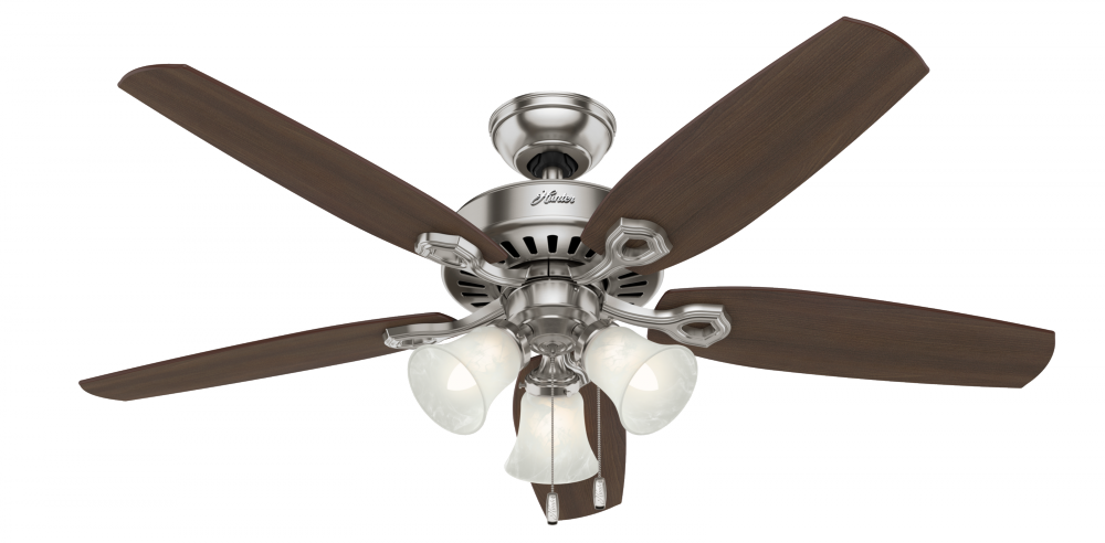 Hunter 52 inch Builder Brushed Nickel Ceiling Fan with LED Light Kit and Pull Chain