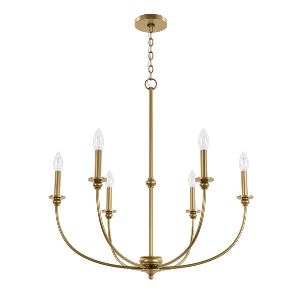 Hunter Southcrest Luxe Gold 6 Light Large Chandelier Ceiling Light Fixture