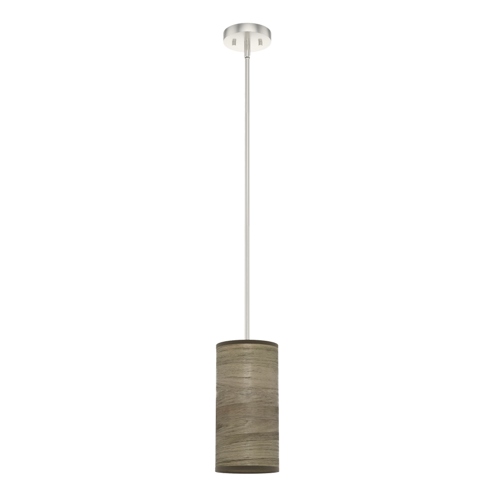 Hunter Solhaven Warm Grey Oak and Brushed Nickel 1 Light Mini Pendant Ceiling Light Fixture