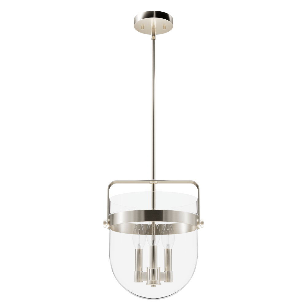 Hunter Karloff Brushed Nickel with Clear Glass 3 Light Pendant Ceiling Light Fixture