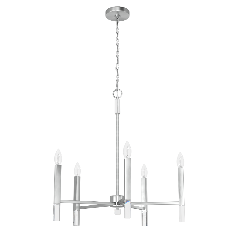 Hunter Sunjai Brushed Nickel 5 Light Medium Chandelier Ceiling Light Fixture