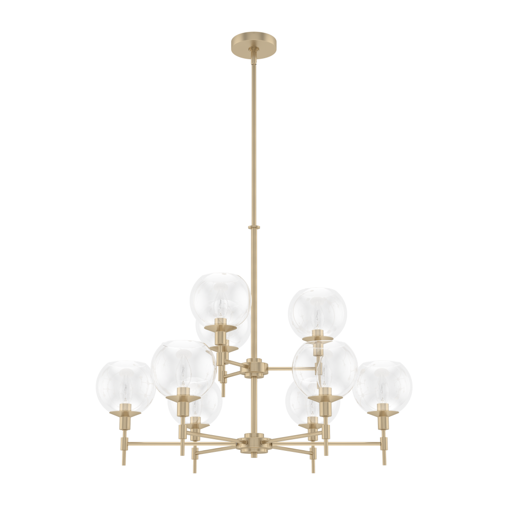 Hunter Xidane Alturas Gold with Clear Glass 9 Light Chandelier Ceiling Light Fixture